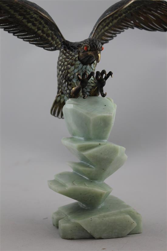 A Chinese silver and enamel model of an eagle, late 20th century, 25cm